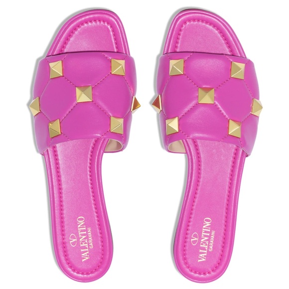 Valentino Fuchsia Sandals with Gold Studs - Picture 1 of 6